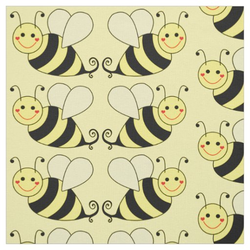 Cute Bumble Bee Pattern v3 Fabric