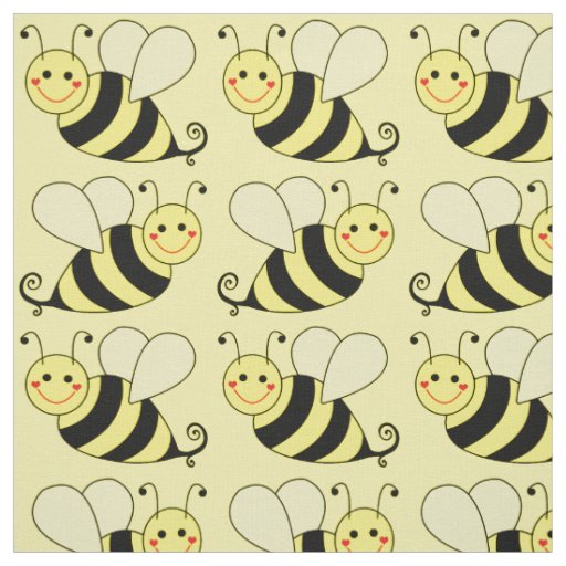 Cute Bumble Bee Pattern v4 Fabric