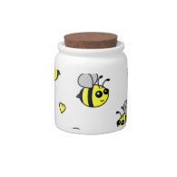 Cute Bumble Bee Pattern White Candy Jar