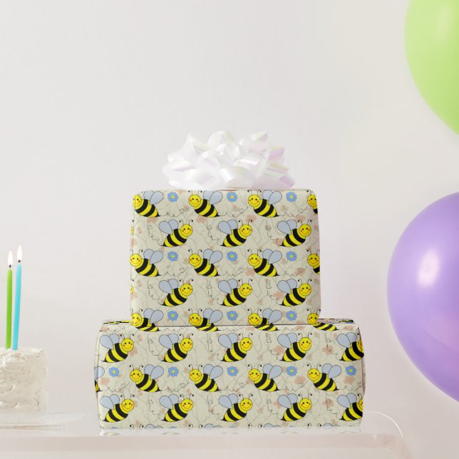 Cute Bumble Bee Pattern Wrapping Paper (Party Gifts)