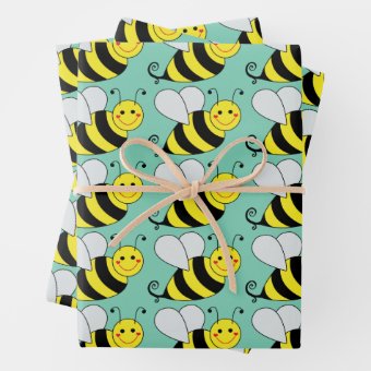 Cute Bumble Bee Pattern Wrapping Paper Sheets | Zazzle
