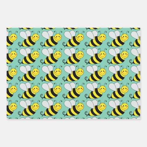 Cute Bumble Bee Pattern Wrapping Paper Sheets