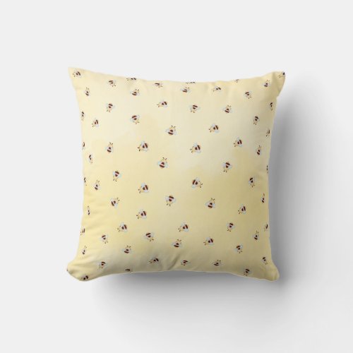 Cute Bumble Bee Pattern Yellow Throw Pillow