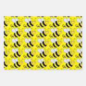Cute Bumble Bee Pattern | Yellow Wrapping Paper Sheets (Front 3)