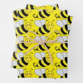 Cute Bumble Bee Pattern | Yellow Wrapping Paper Sheets (In situ)
