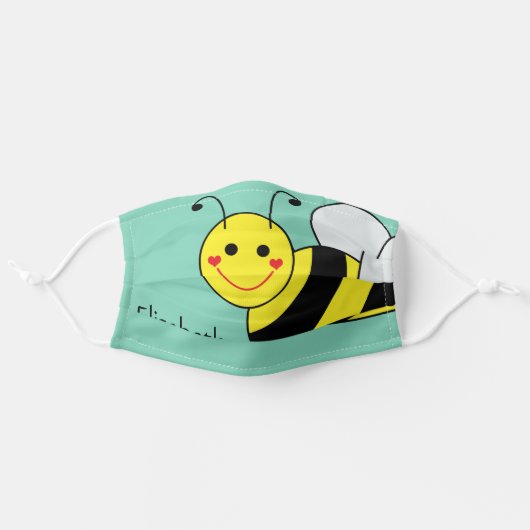 Cute Bumble Bee Personalized Adult Cloth Face Mask (Front, Unfolded)