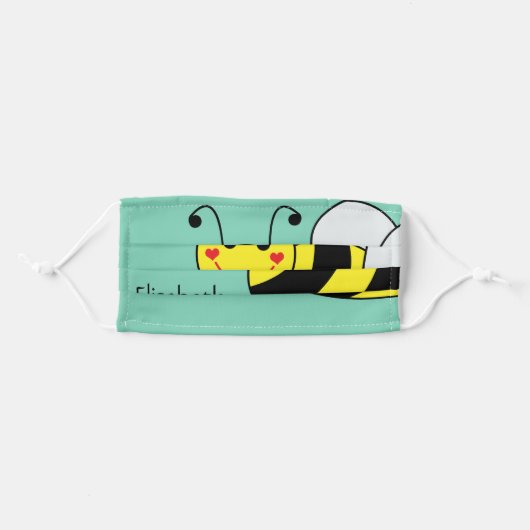 Cute Bumble Bee Personalized Adult Cloth Face Mask (Front, Folded)