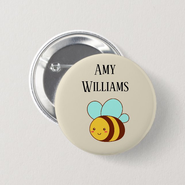 Cute bumble bee personalized  button (Front & Back)