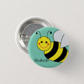 Cute Bumble Bee Personalized Button (Front & Back)
