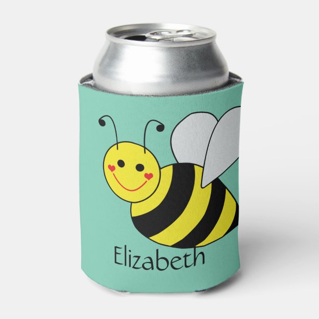 Cute Bumble Bee Personalized Can Cooler (Can Front)