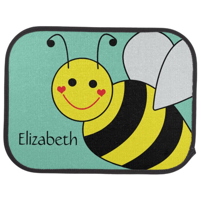 Cute Bumble Bee Personalized Car Floor Mat (Rear)