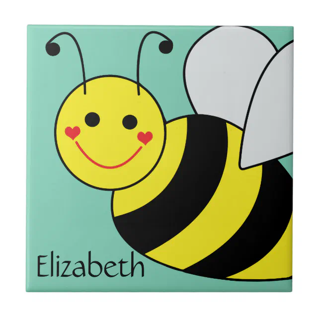 Cute Bumble Bee Personalized Ceramic Tile | Zazzle