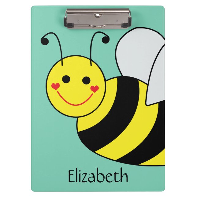 Cute Bumble Bee Personalized Clipboard (Front)