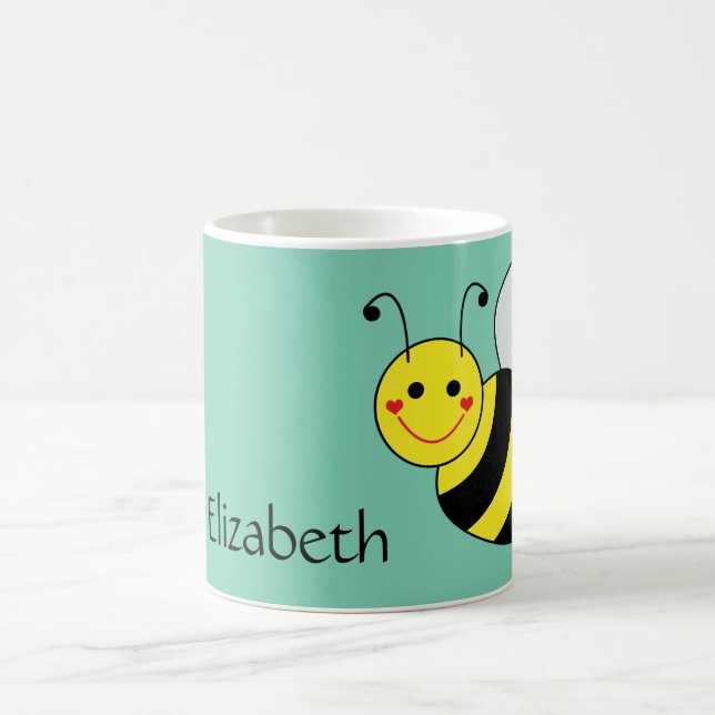 Cute Bumble Bee Personalized Coffee Mug (Center)