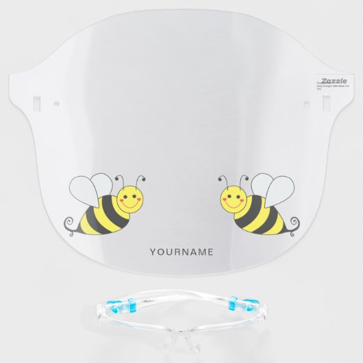 Cute Bumble Bee Personalized Face Shield (Front w/Glasses)