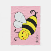 Cute Bumble Bee Personalized Fleece Blanket (Front)