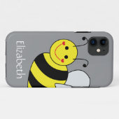 Cute Bumble Bee Personalized Gray Case-Mate iPhone Case (Back (Horizontal))
