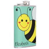 Cute Bumble Bee Personalized Hip Flask (Right)