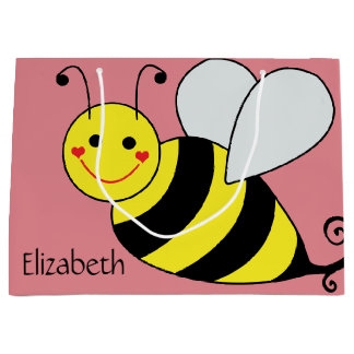 Cute Bumble Bee Personalized Large Gift Bag