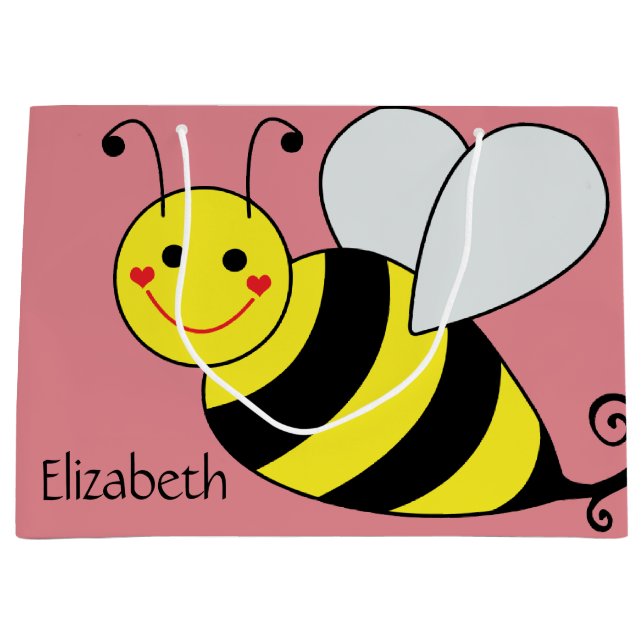 Cute Bumble Bee Personalized Large Gift Bag (Front)