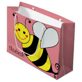 Cute Bumble Bee Personalized Large Gift Bag (Front Angled)