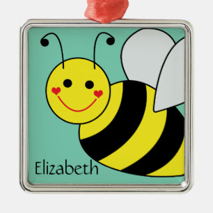 Cute Bumble Bee Personalized Metal Ornament