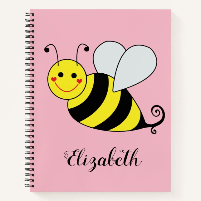 Cute Bumble Bee Personalized Notebook (Front)
