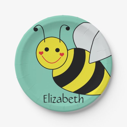 Cute Bumble Bee Personalized Paper Plates