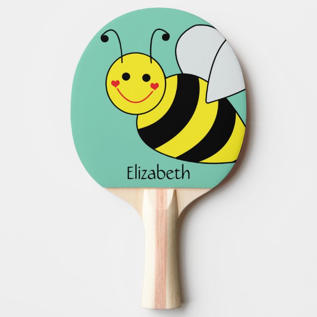 Cute Bumble Bee Personalized Ping Pong Paddle (Front)