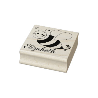 Cute Bumble Bee Personalized Rubber Stamp