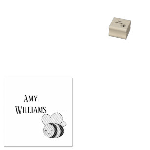 Cute bumble bee personalized rubber stamp