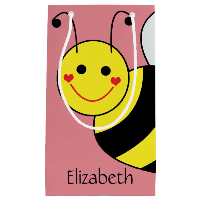 Cute Bumble Bee Personalized Small Gift Bag (Front)