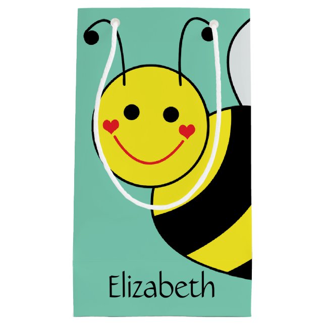 Cute Bumble Bee Personalized Small Gift Bag (Front)