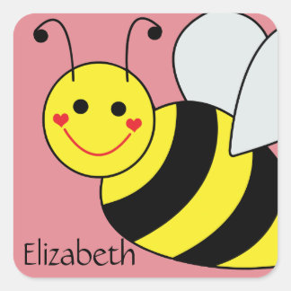 Cute Bumble Bee Personalized Square Sticker