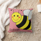 Cute Bumble Bee Personalized Throw Pillow (Blanket)