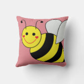 Cute Bumble Bee Personalized Throw Pillow (Back)