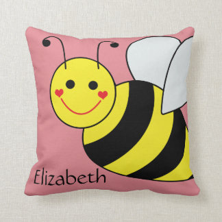 Cute Bumble Bee Personalized Throw Pillow