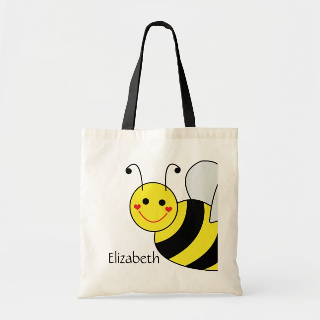 Cute Bumble Bee Personalized Tote Bag (Front)