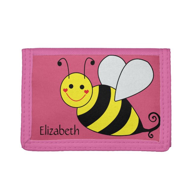 Cute Bumble Bee Personalized Tri-fold Wallet (Front)