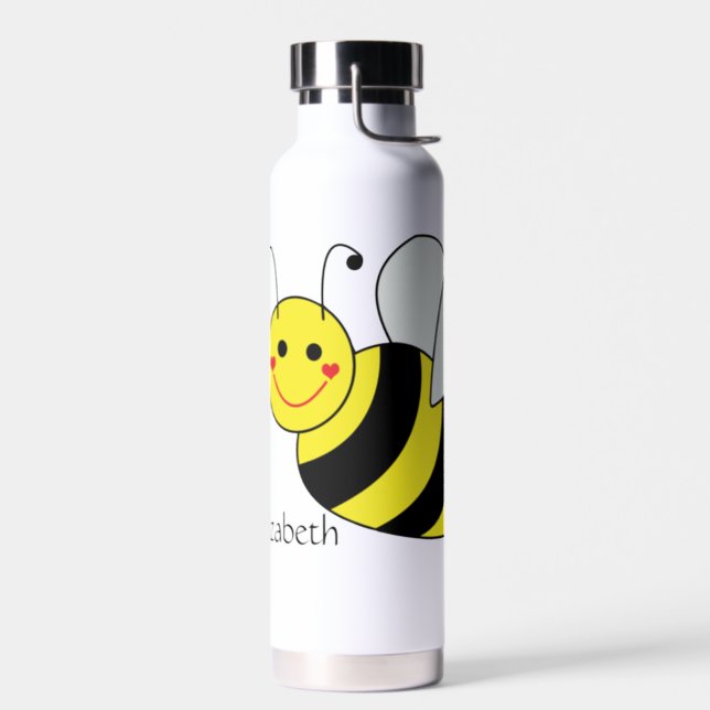 Cute Bumble Bee Personalized Water Bottle (Left)