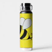 Cute Bumble Bee Personalized Yellow Water Bottle (Back)
