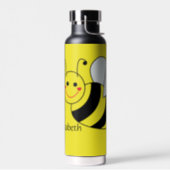 Cute Bumble Bee Personalized Yellow Water Bottle (Left)