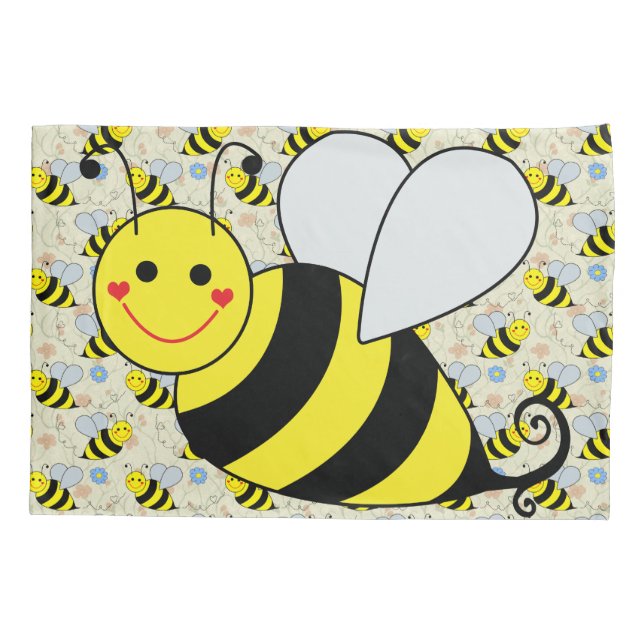 Cute Bumble Bee Pillow Case (Back)