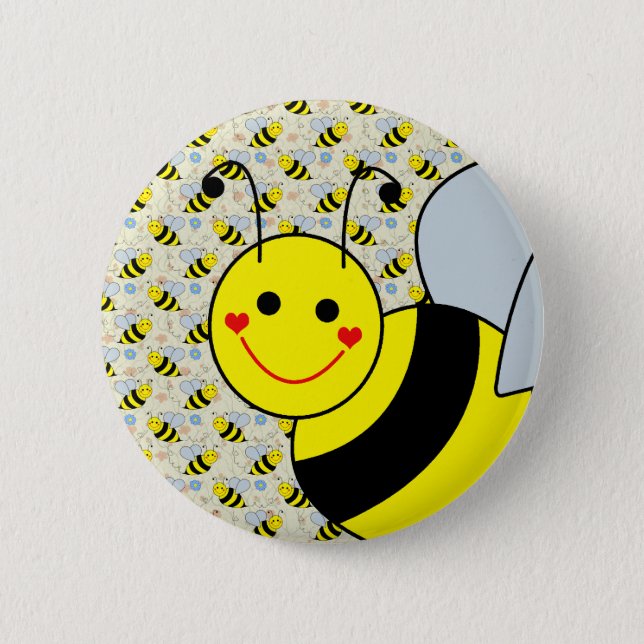 Cute Bumble Bee Pinback Button (Front)
