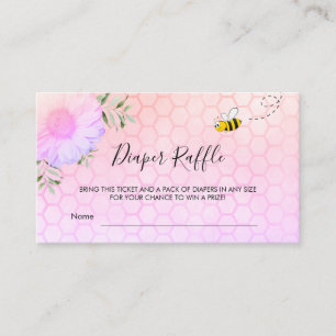 Cute bumble bee pink purple diaper raffle ticket enclosure card