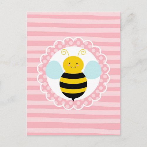 Cute Bumble Bee _ Pink Yellow Postcard