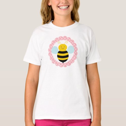 Cute Bumble Bee _ Pink Yellow T_Shirt