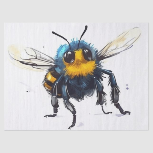 Cute Bumble Bee Ready For Spring Tissue Paper (Front)