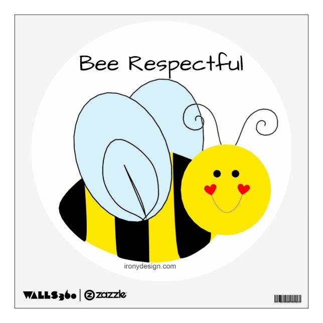 Cute Bumble Bee Respectful Wall Sticker (Front)