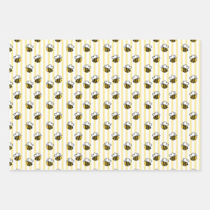 Cute Bumble Bee Seamless Pattern Wrapping Paper Sheets